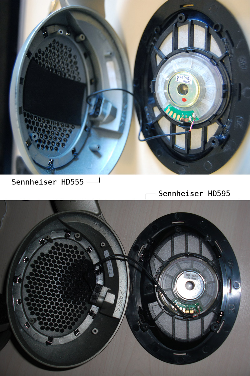 Sennheiser HD555 and HD595 internal comparison shots | Headphone